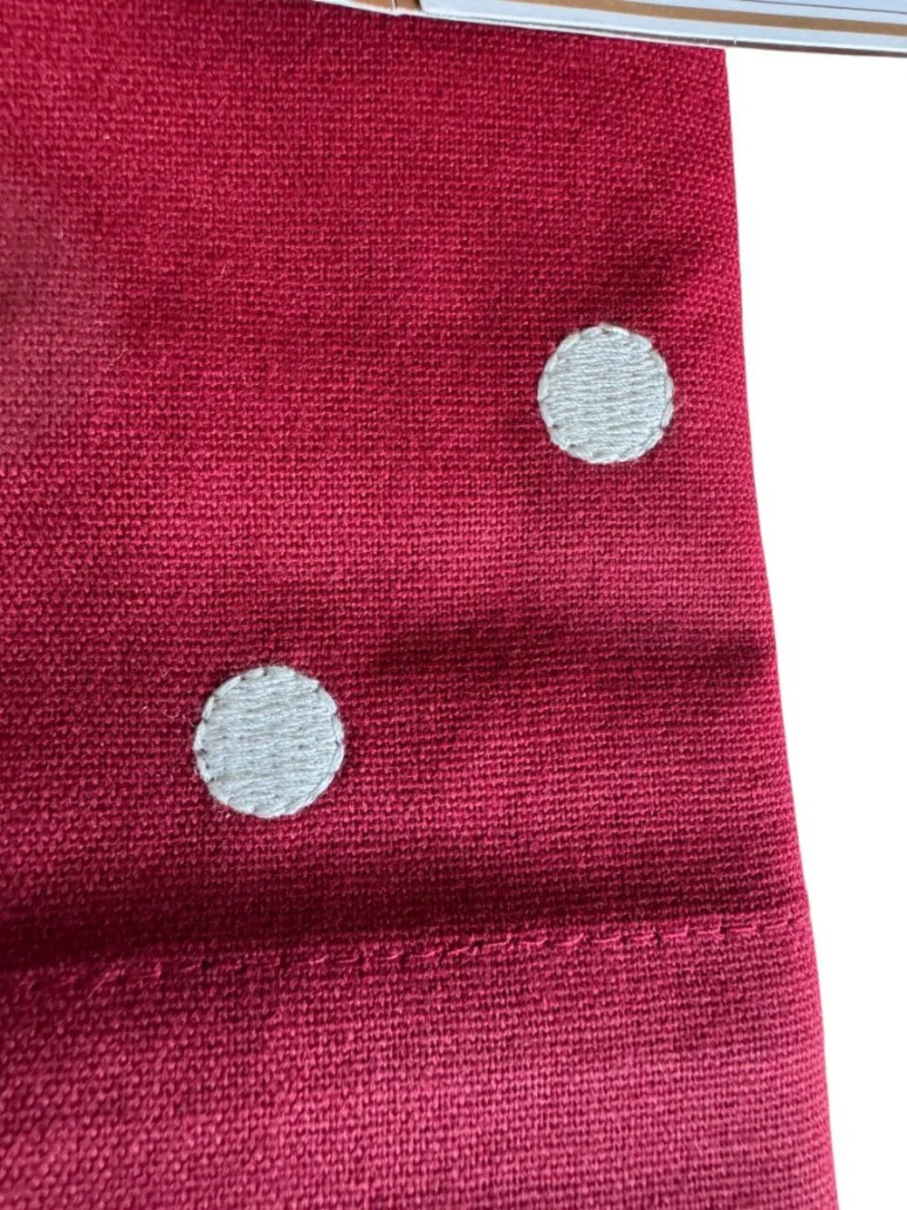 Pottery Barn Polka Dot Embroidered New Set Of Four Red White